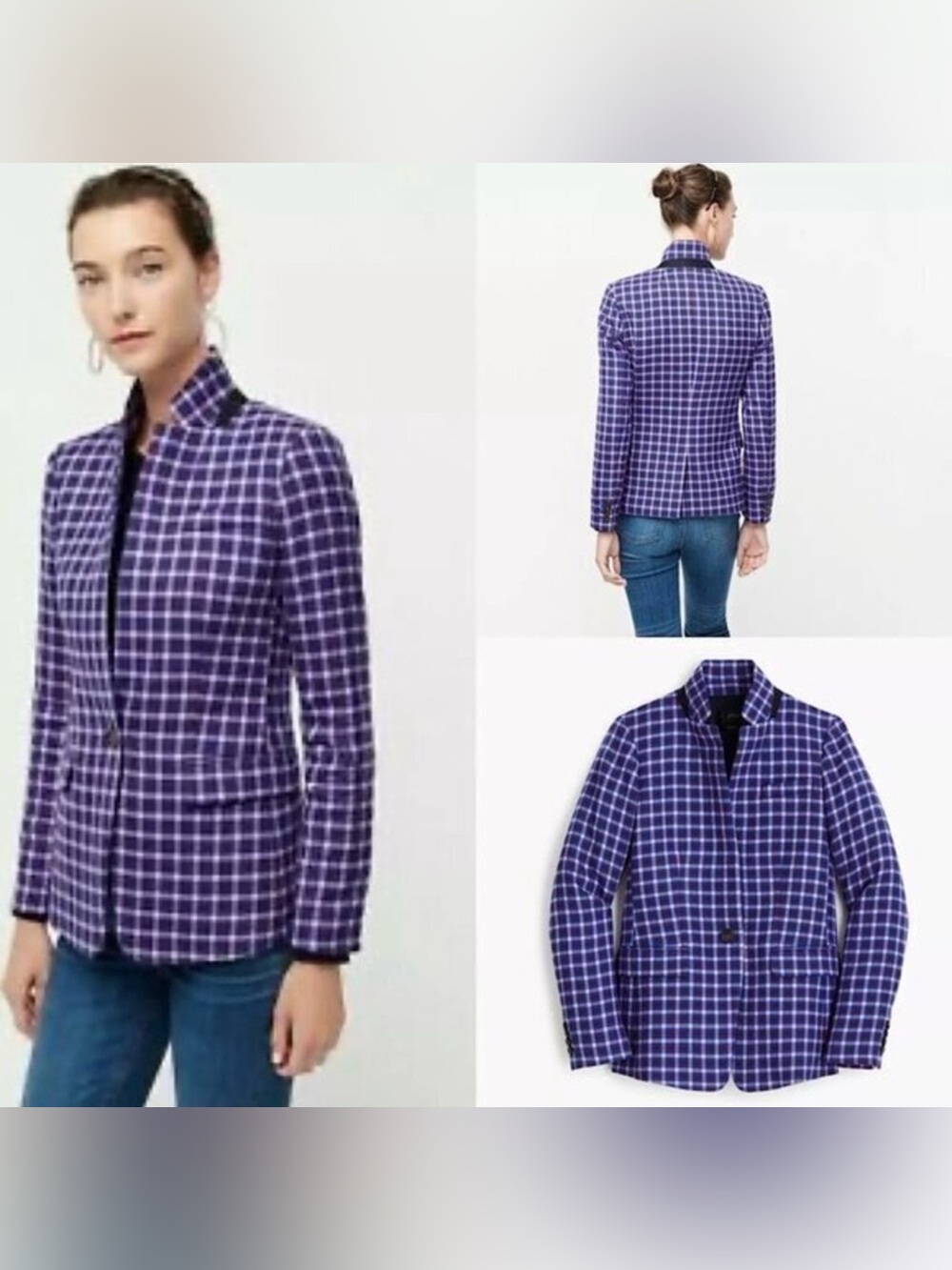 J. Crew Purple Windowpane Plaid Blazer